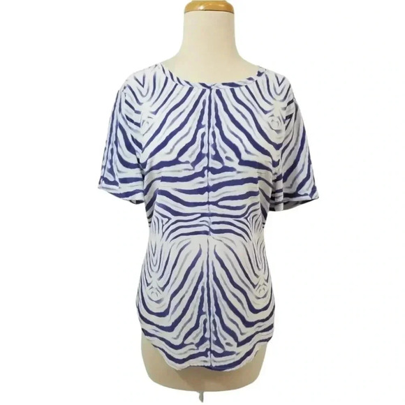{Equipment}  Riley Endangered Tee in Bright White Zebra Print Silk Blouse - Picture 3 of 13